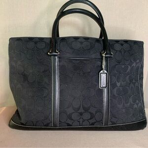 Vintage Y2K Coach Laptop tote in Black Canvas with Leather Trim/ Siver Hardware